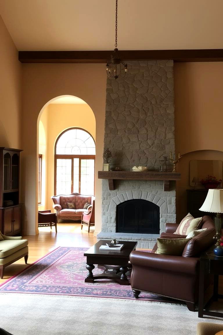 Traditional Stone with Archways - 24 Floor to Ceiling Stone Fireplace Ideas