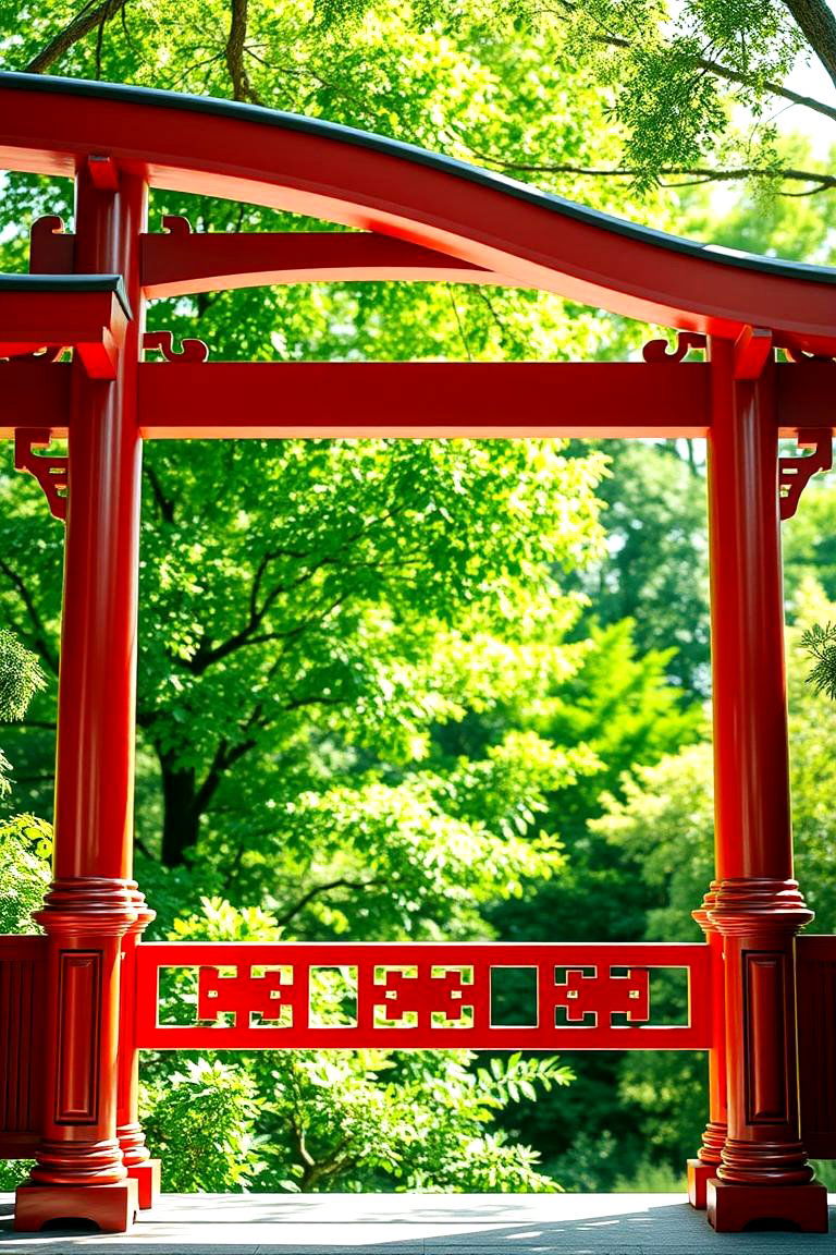 Traditional Torii Inspired Arch - 24 Japanese Garden Gate Design Ideas