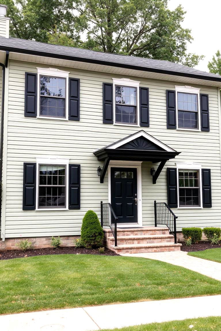 Traditional Two Story Sophistication - 24 Sage Green House With Black Trim Ideas