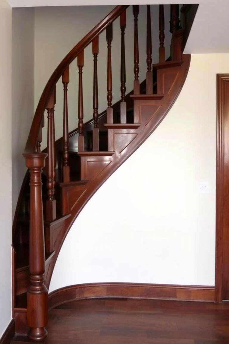 Traditional Walnut Winder Staircase - 24 Wooden Staircase Ideas