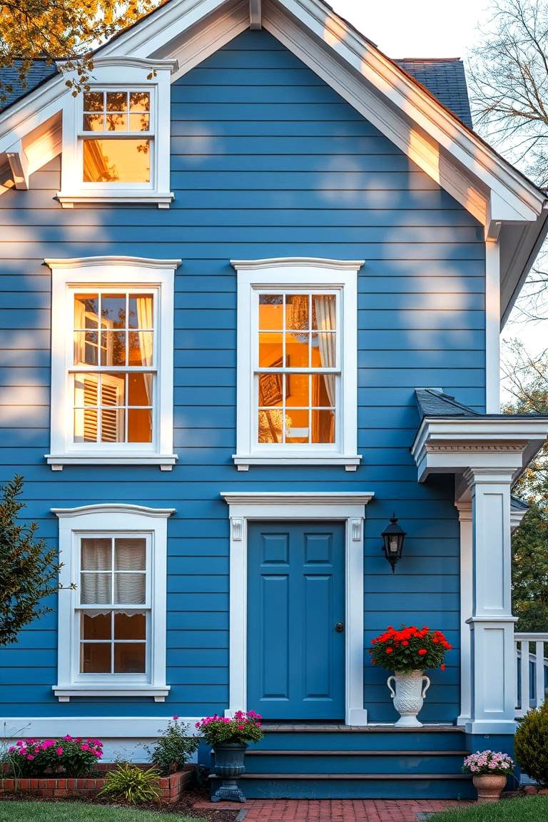 Traditional Warmth Infusion - 24 Blue House Siding With White Trim