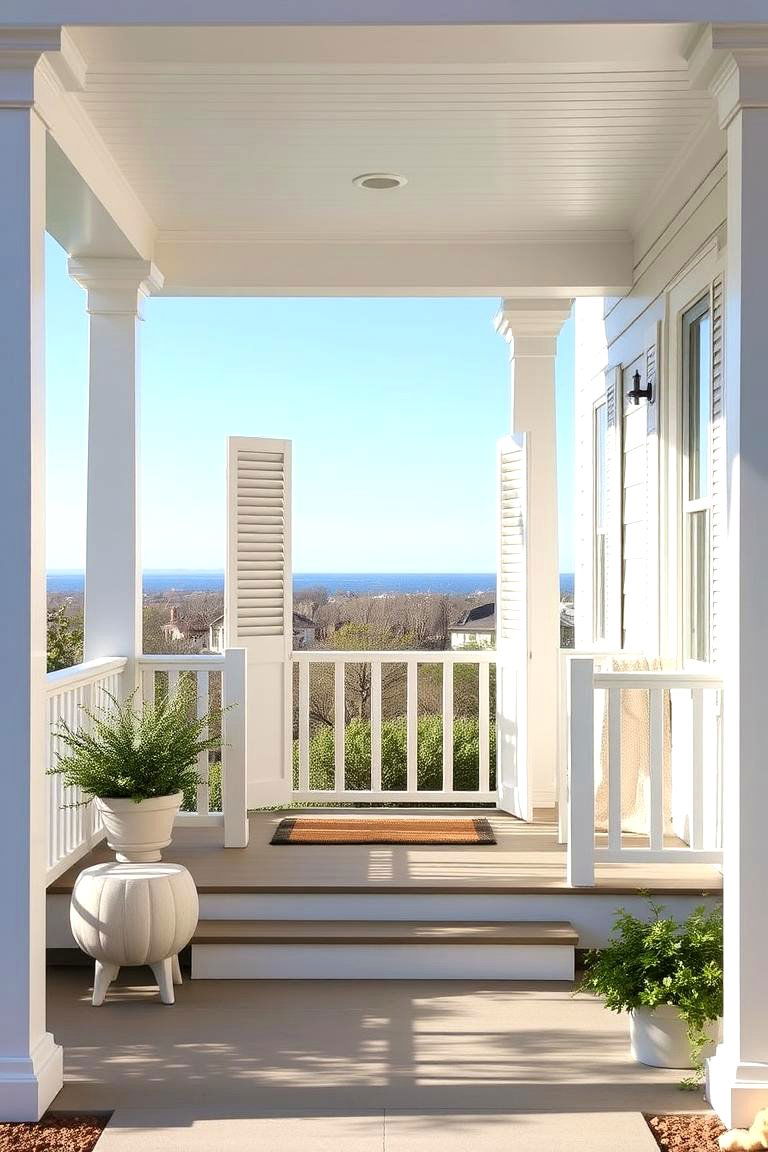 Traditional White Shutter Porch - 24 Small Cape Cod Front Porch Ideas