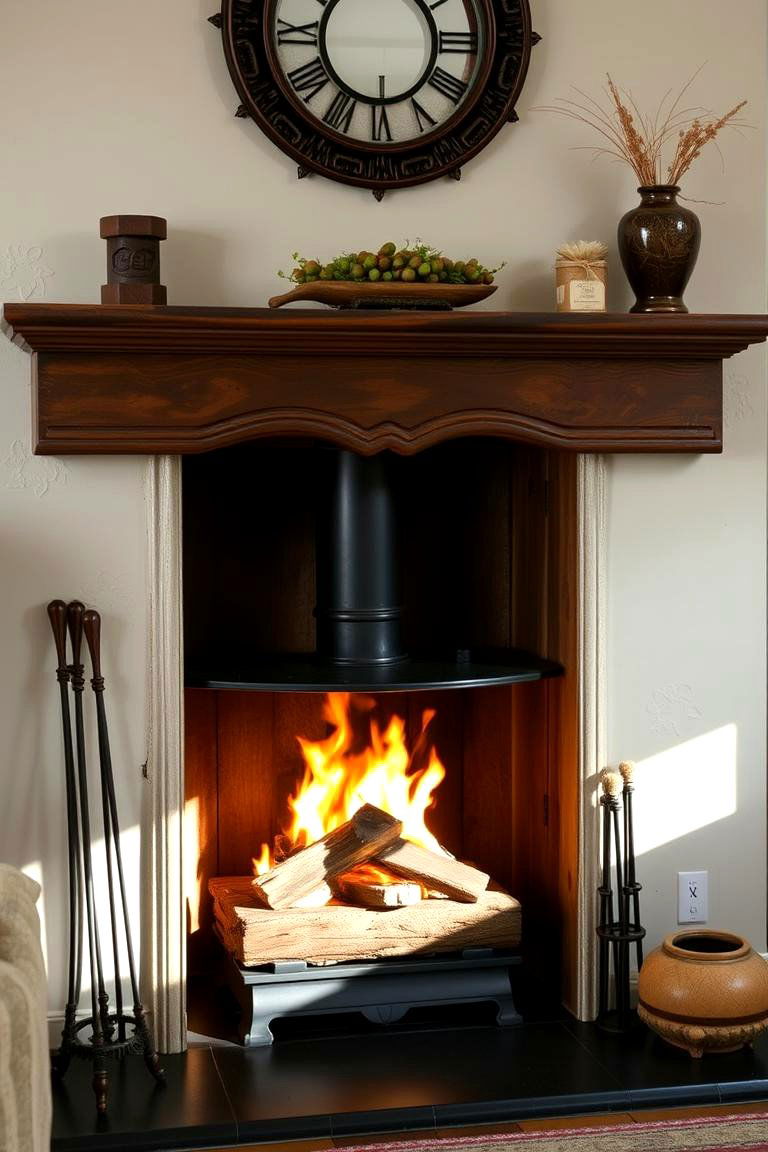 Traditional Wood Burning Fireplace with Mantel - 24 Small Living Room Fireplace Ideas