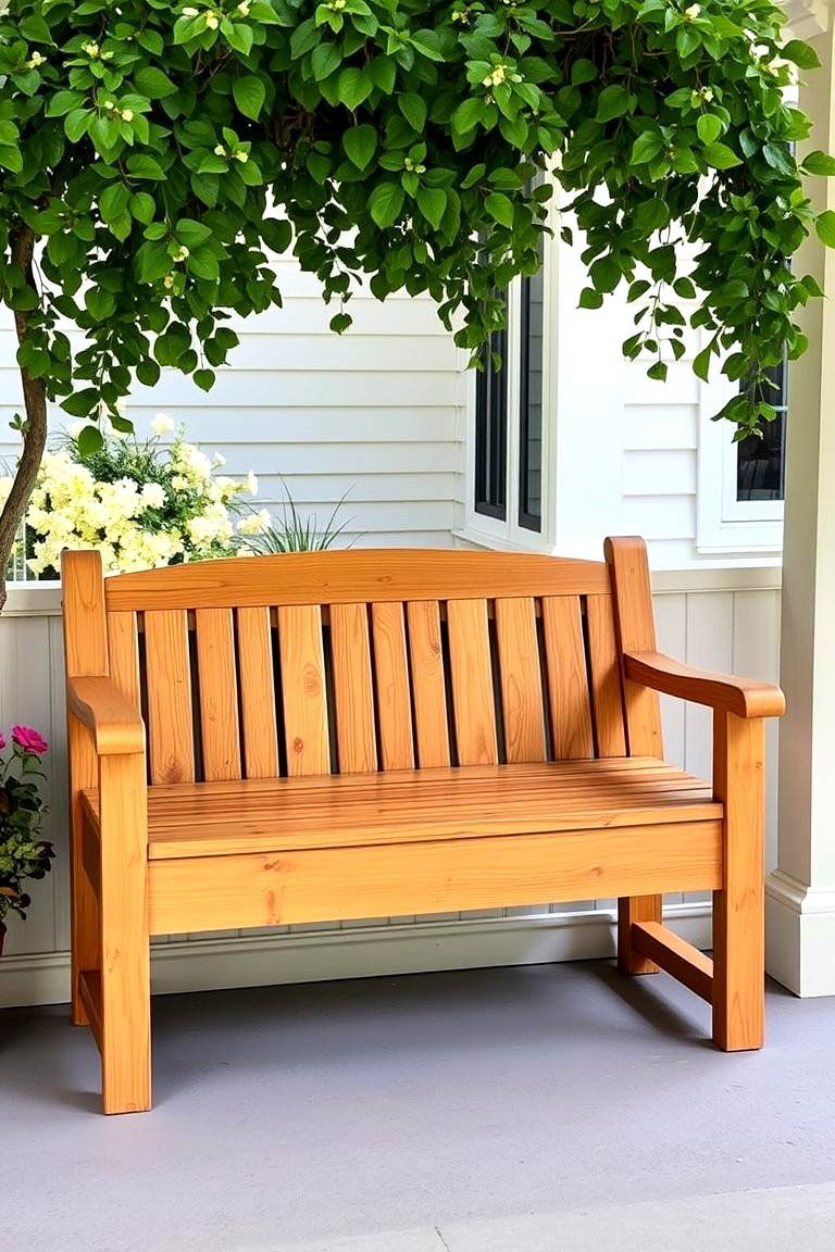 Traditional Wooden Bench for Classic Charm - 24 Front Porch Bench Ideas