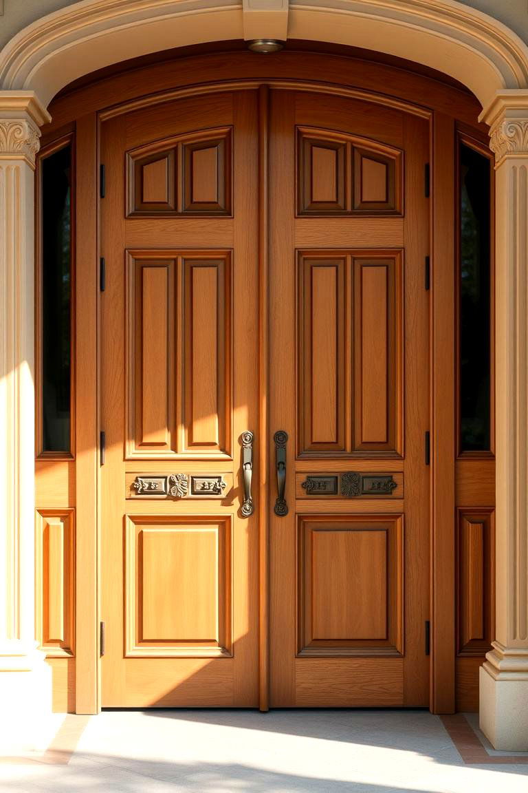 Traditional Wooden Double Doors - 24 Double Front Door Ideas
