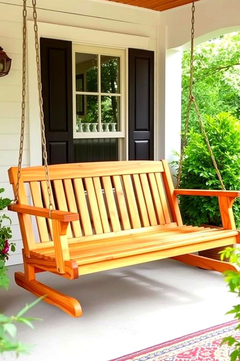 Traditional Wooden Swing - 24 Front Porch Swing Ideas
