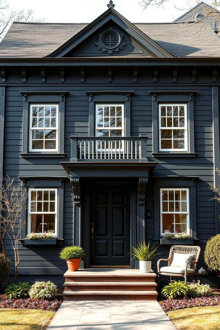 Traditional and Modern Blend - 24 Dark Grey House Exterior Ideas