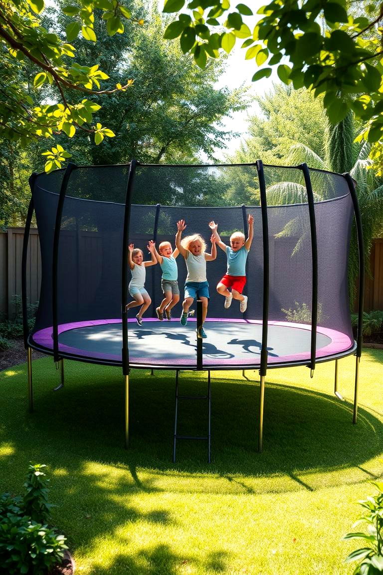 Trampoline Fun Zone - 24 Backyard Playground Ideas