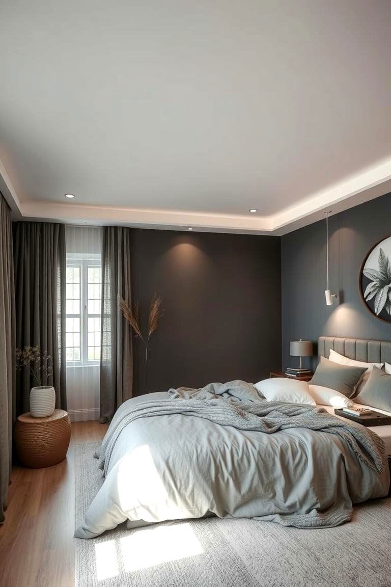 Tranquil Charcoal Ambience - 24 Charcoal Bedroom Ideas