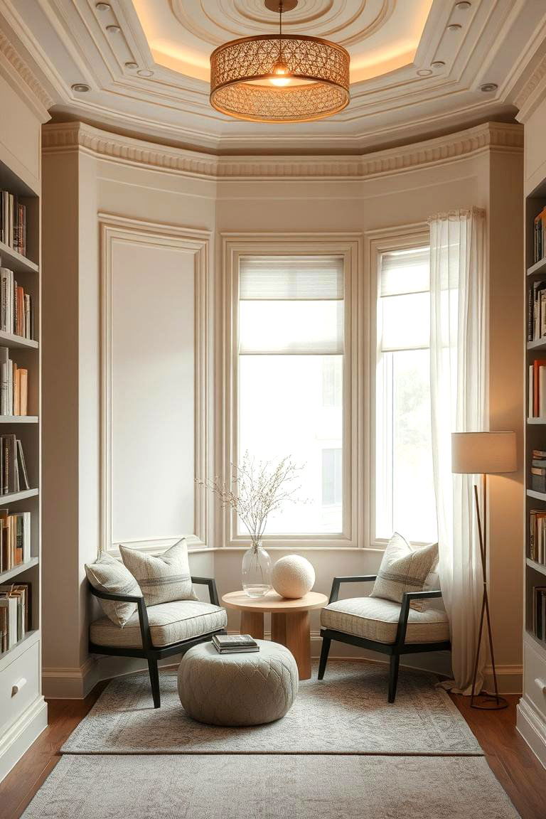 Tranquil Greige Reading Nook - 24 Greige Interior Design Ideas