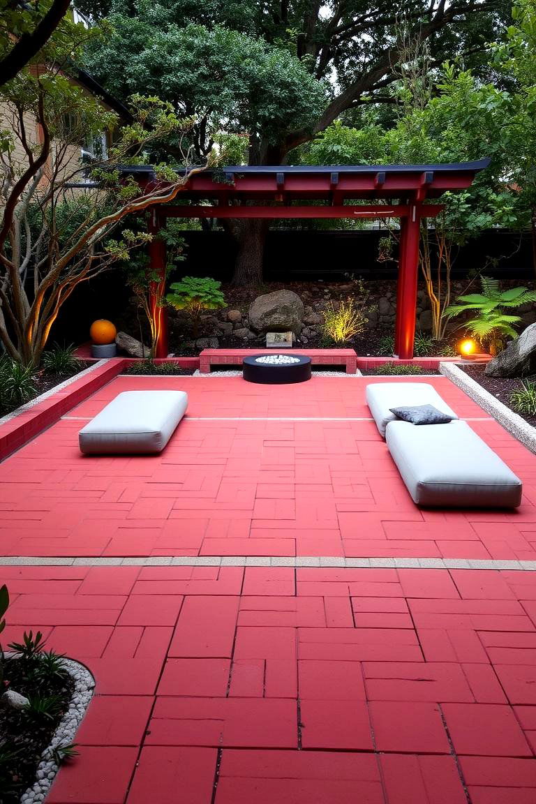 Tranquil Red Paver Meditation Zone - 24 Red Paver Patio Ideas