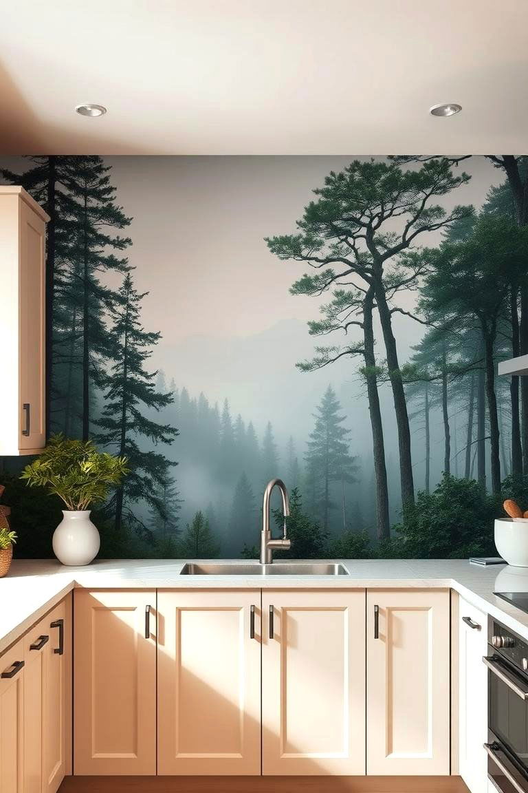 Tranquil Scenic Landscape View - 24 Kitchen Wallpaper Ideas