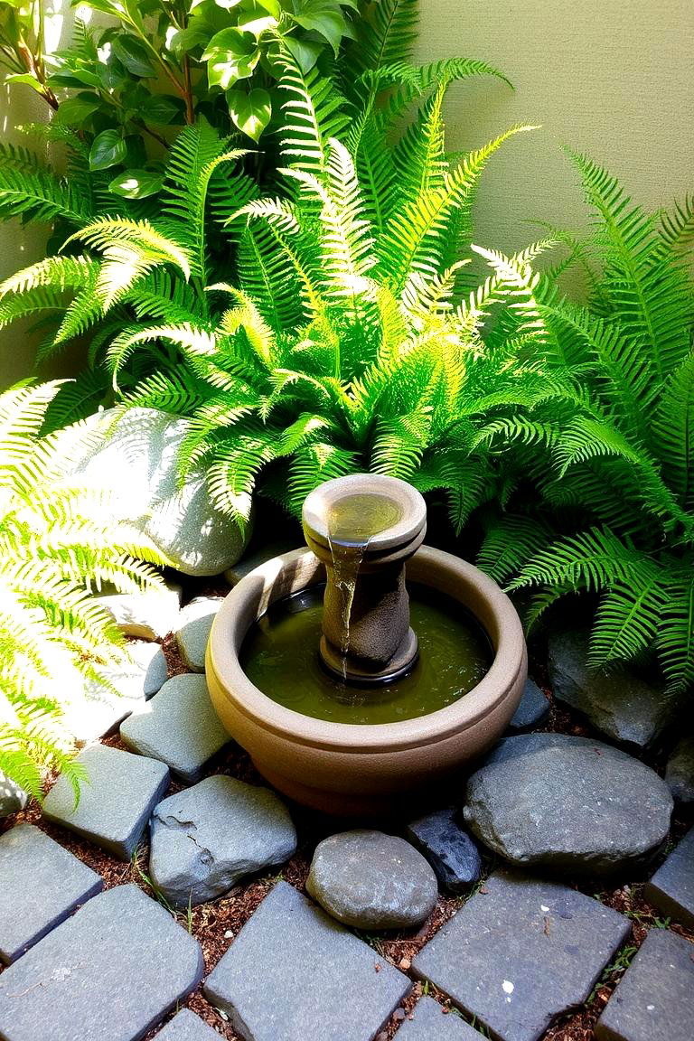 Tranquil Water Feature Corner - 24 Patio Small Garden Ideas