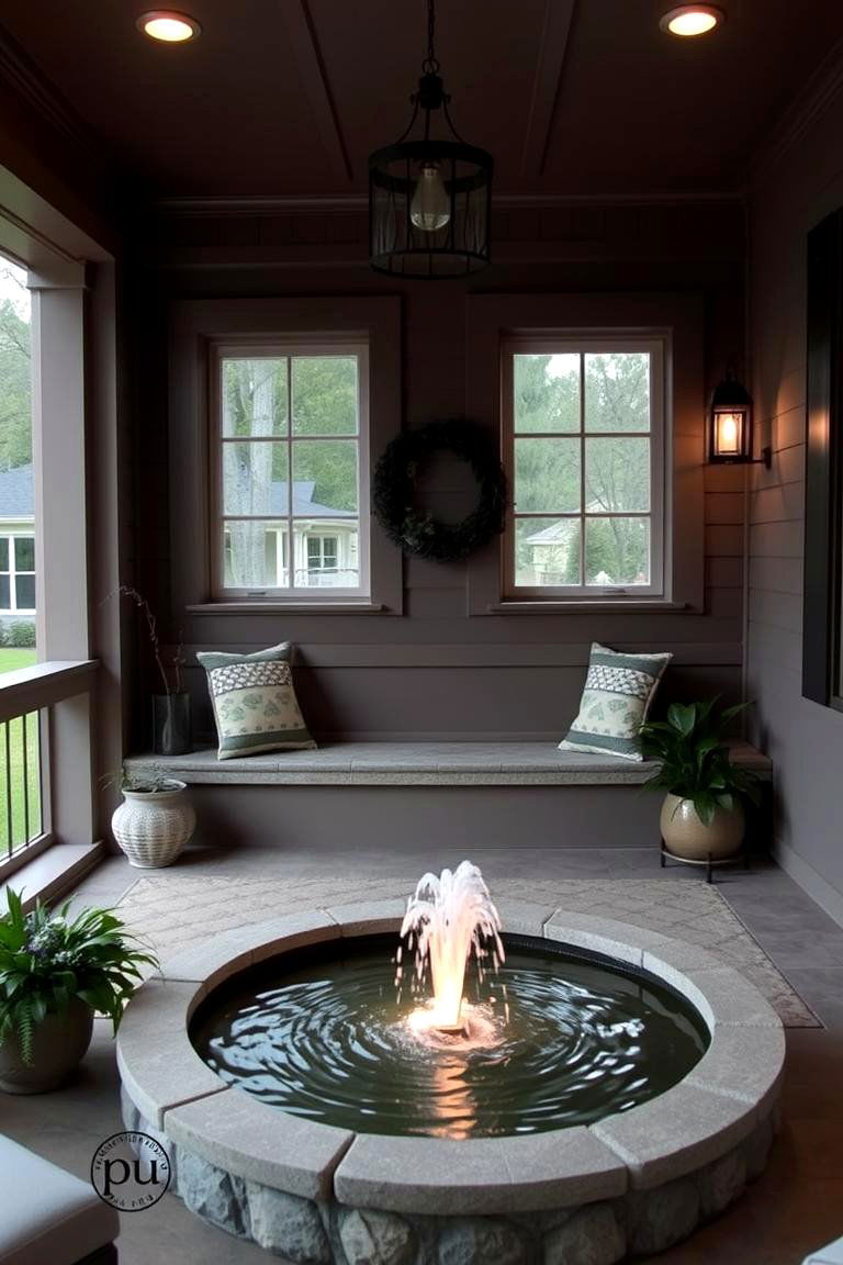 Tranquil Water Feature Nook - 24 Three Season Porch Ideas
