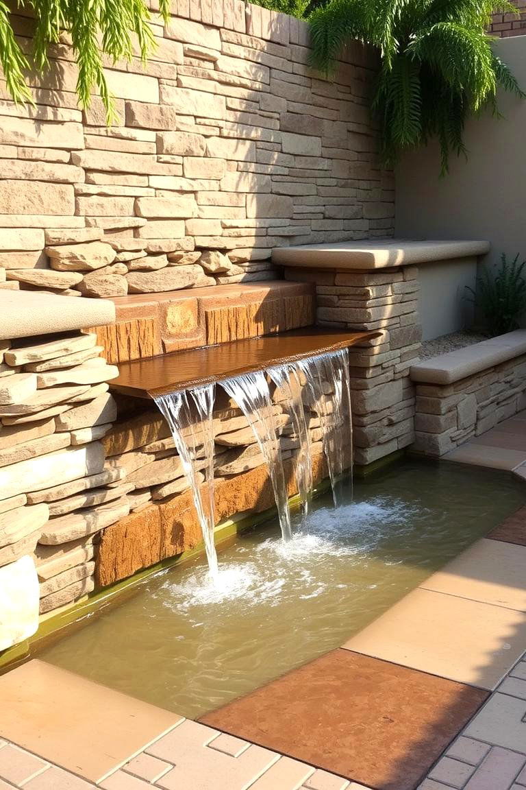 Tranquil Water Feature Wall - 24 Patio Wall Ideas