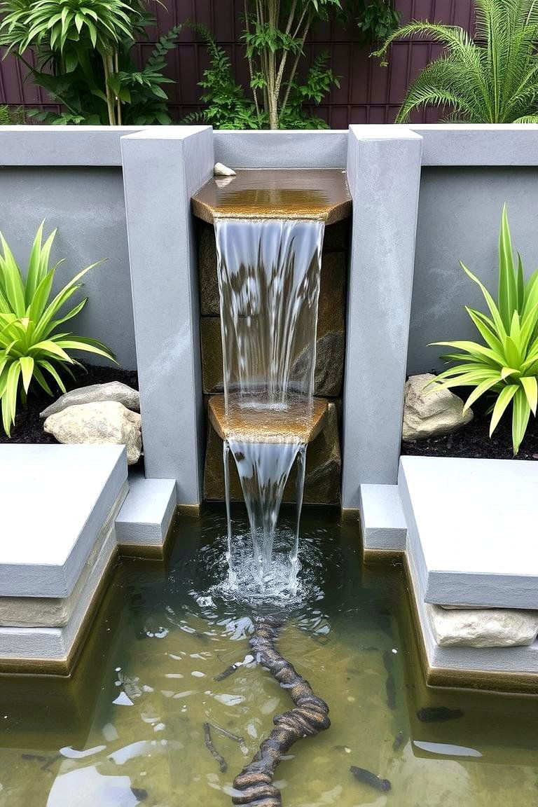 Tranquil Waterfall Feature - 24 Dog Balcony Ideas
