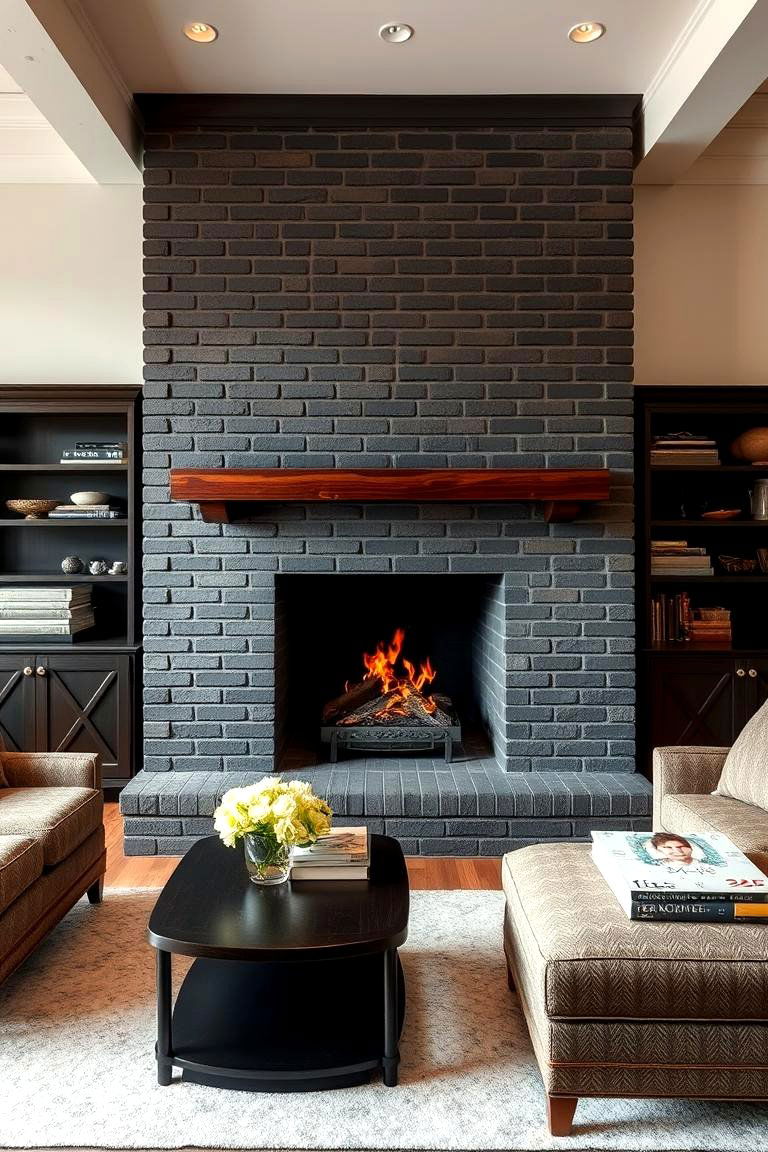 Transitional Classic Appeal - 24 Black Brick Fireplace Ideas