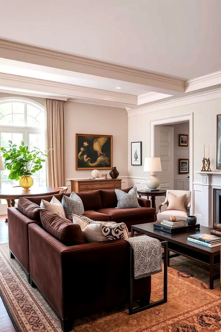 Transitional Design Harmony - 24 Dark Brown Couch Living Room Ideas