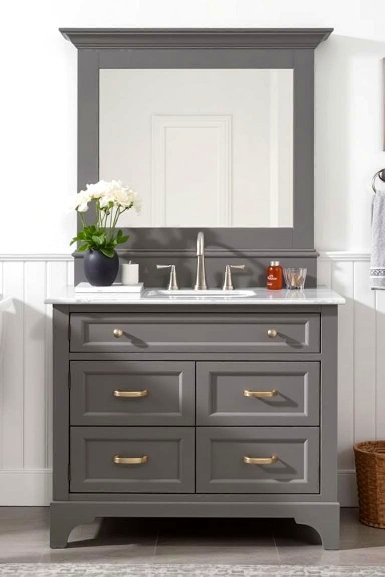 Transitional Grey Vanity Balancing Modern and Classic - 24 Grey Bathroom Vanity Design Ideas