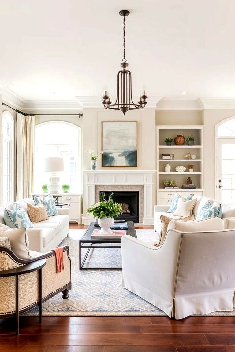 Transitional Style Blend - 24 Cream Living Room Ideas