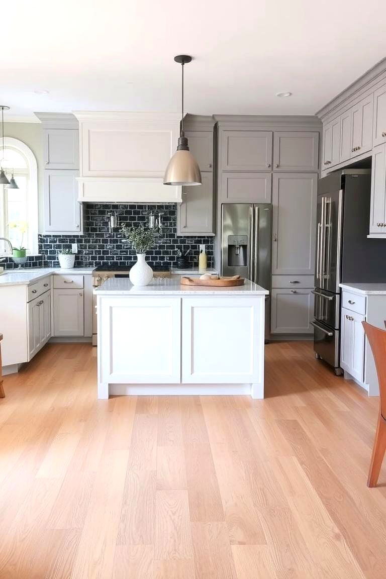 Transitional Style with Light Wood Base - 24 Light Wood Floor Kitchen Ideas