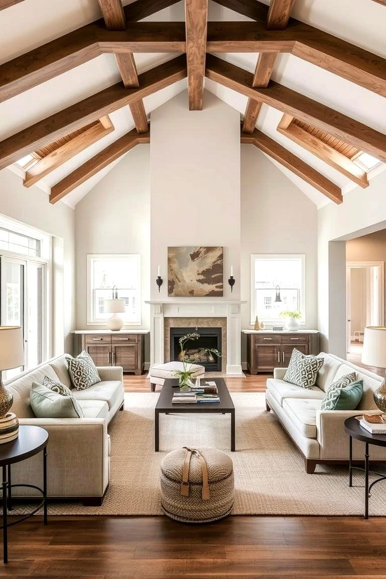Transitional Timelessness - 24 Exposed Beam Living Room Ideas