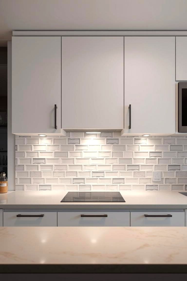 Translucent Tile Illumination - 24 White Cabinet Kitchen Backsplash Ideas