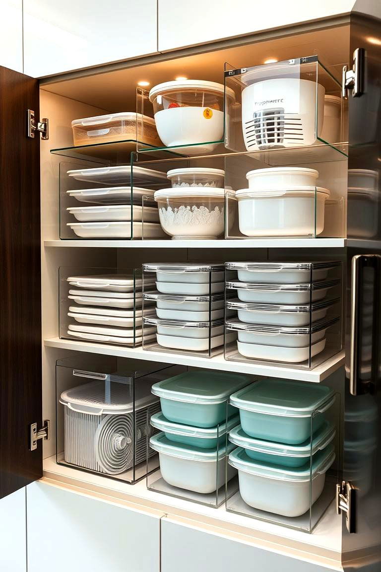 Transparent Cabinet Organizers - 24 Tupperware Organization Ideas