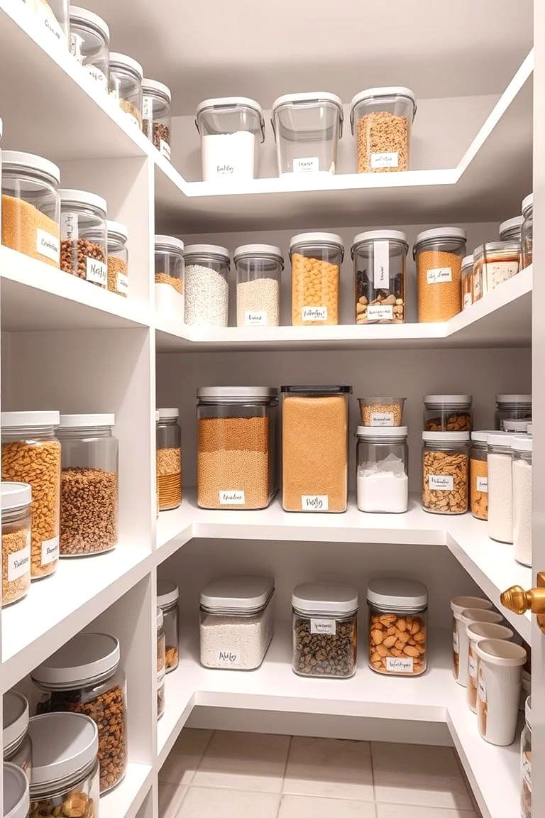 Transparent Containers and Labels - 24 Walk in Pantry Ideas