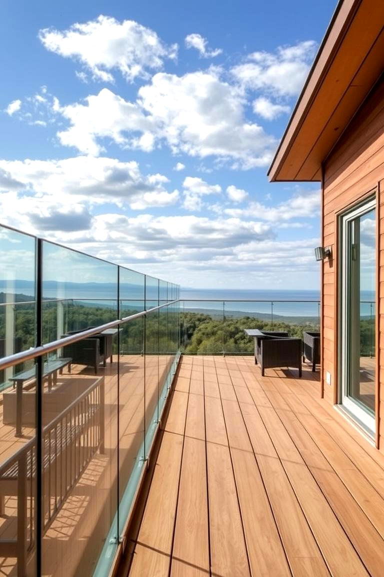 Transparent Glass Panel Design - 24 Horizontal Deck Railing Ideas