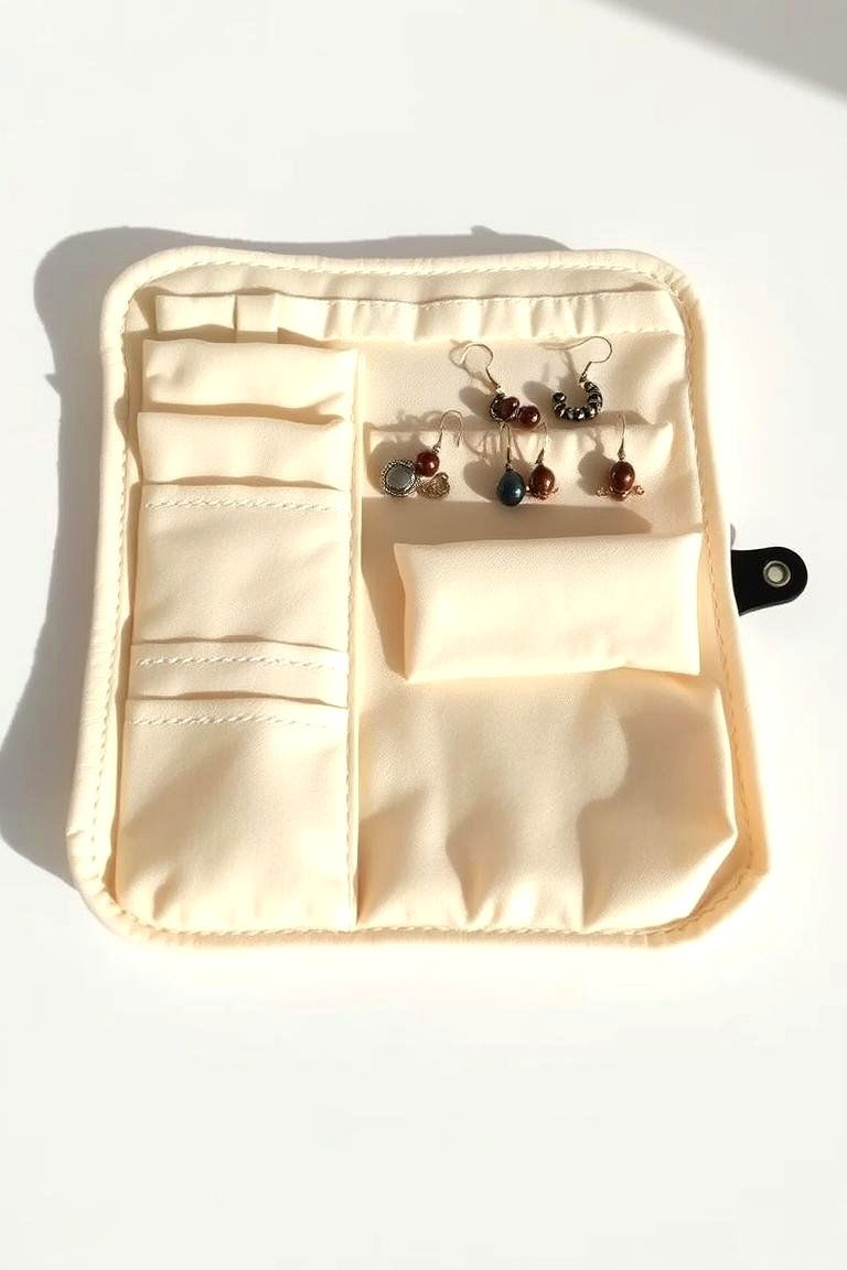 Travel Friendly Earring Roll Up - 24 Earring Storage Ideas