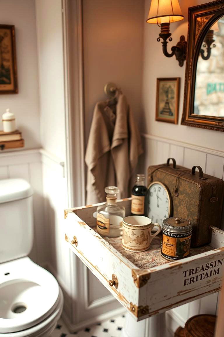 Travel Inspired Vintage Tray - 24 Bathroom Tray Ideas