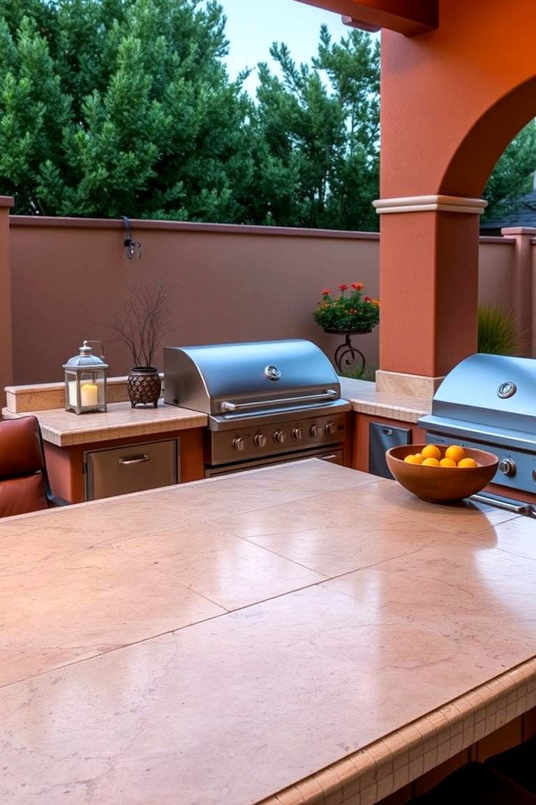 Travertine Countertops - 24 Outdoor Kitchen Countertop Ideas