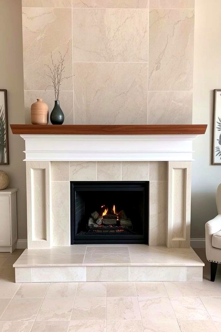 Travertine Stone Tiles - 24 Fireplace Backsplash Ideas