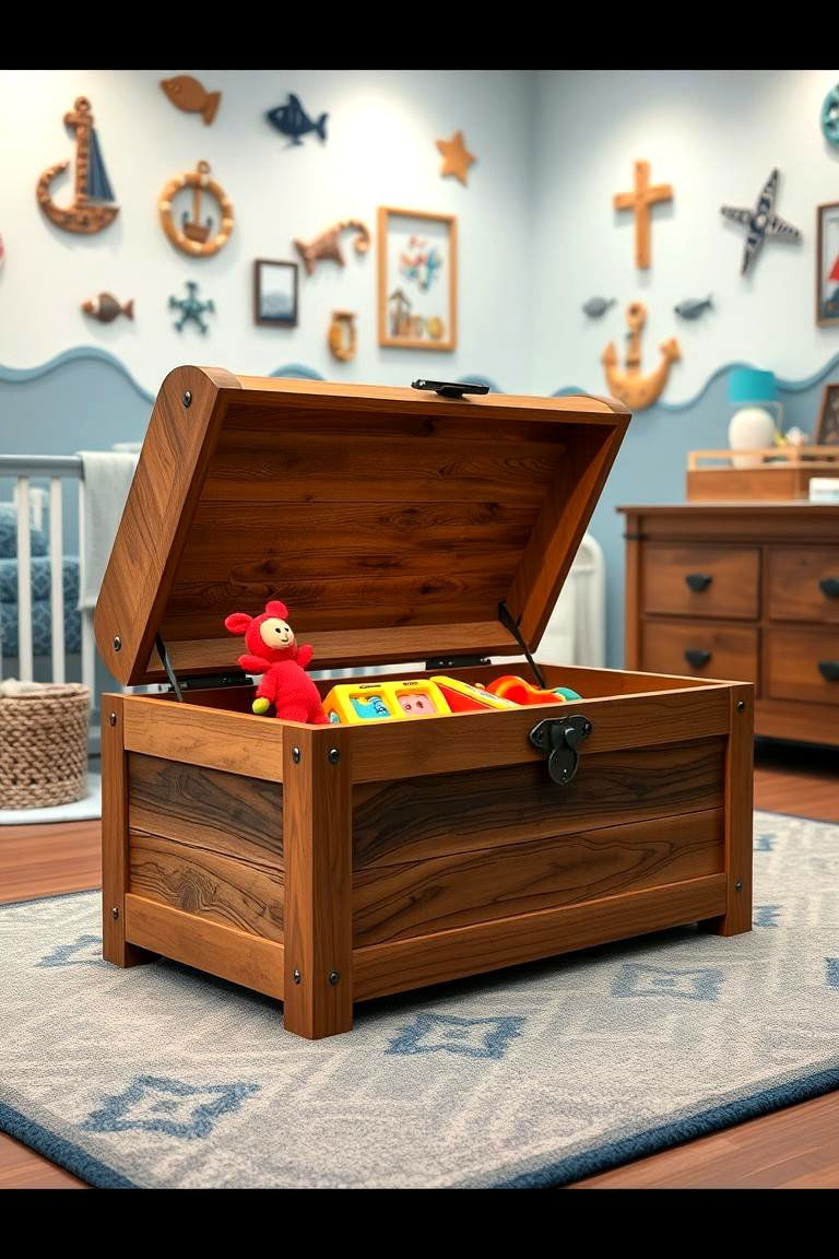Treasure Chest Toy Box Discovery - 24 Ocean-themed Nursery Ideas