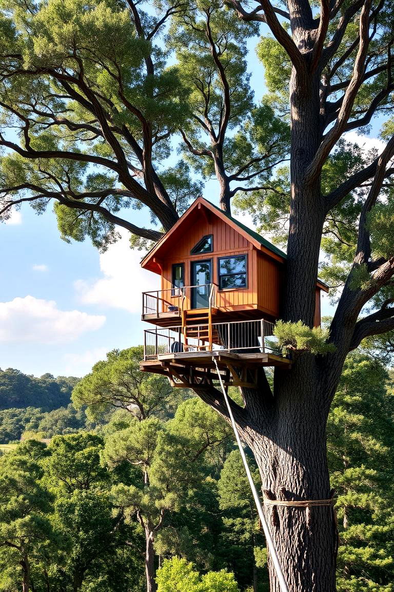 Tree House with Zip Line Access - 24 Tree House Ideas