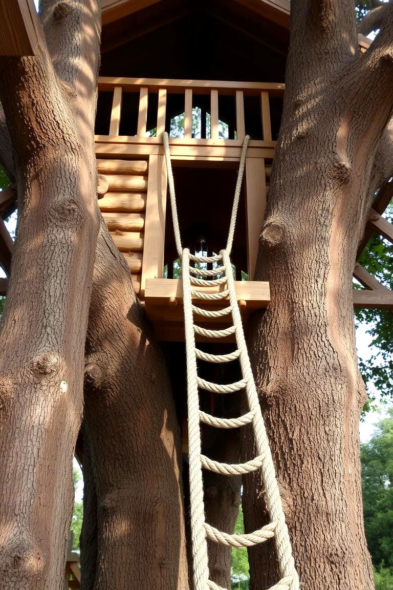 Tree House with a Rope Ladder - 24 Tree House Ideas