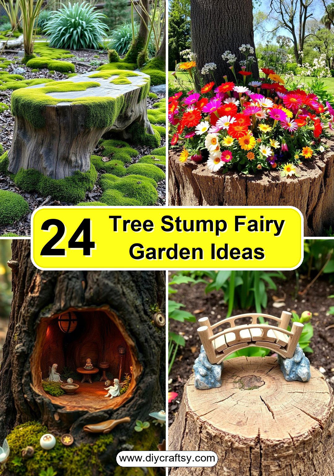 Tree Stump Fairy Garden Ideas