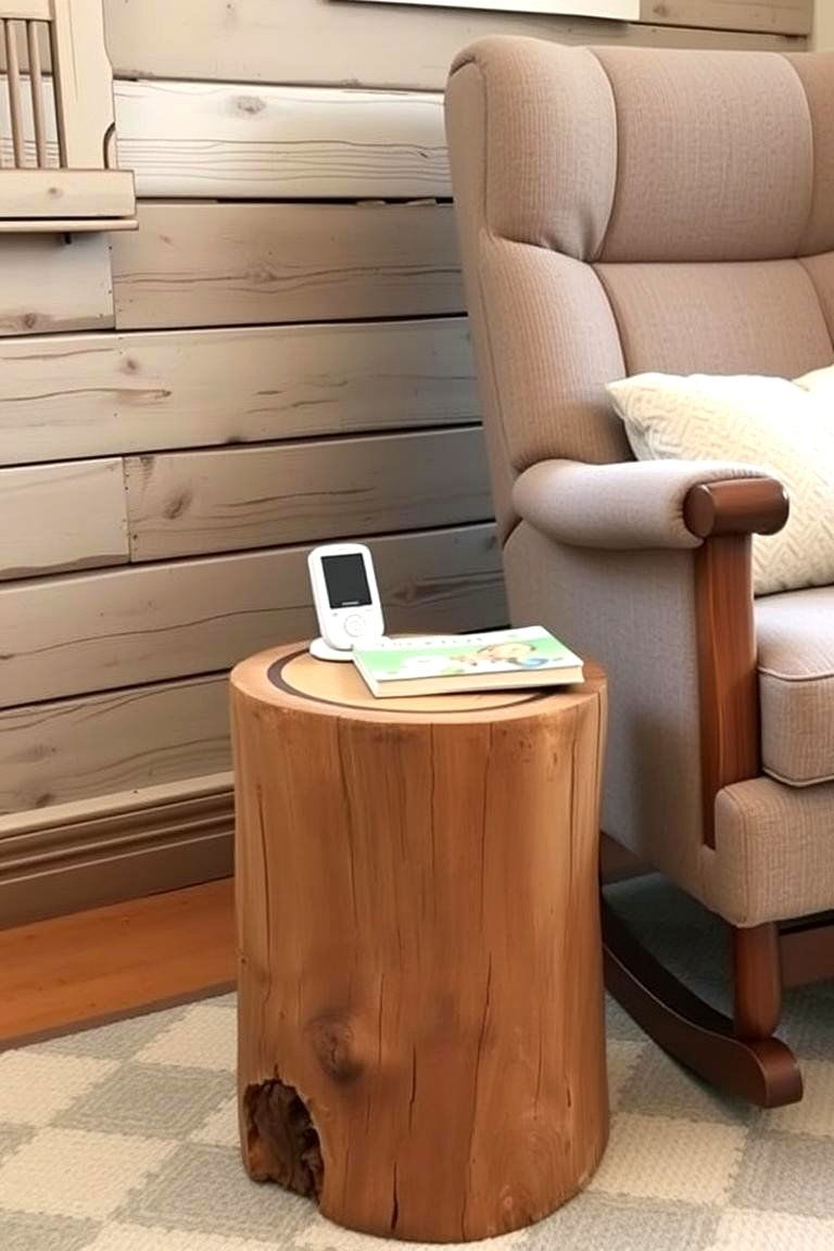 Tree Stump Side Table - 24 Rustic Nursery Ideas