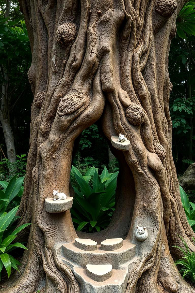 Tree Trunk Replica Natural Cat Oasis - 24 Outdoor Cat Tree Ideas