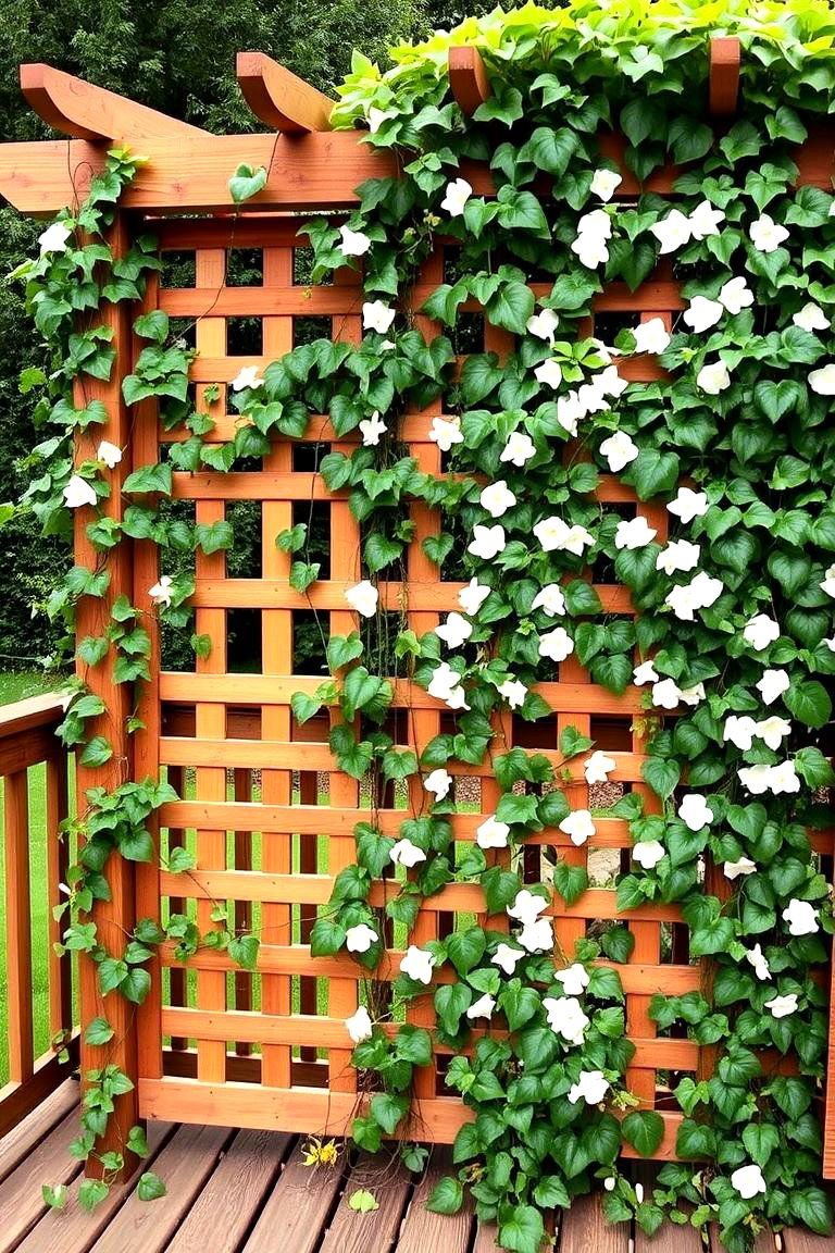 Trellis with Climbing Vines - 24 Deck Decorating Ideas With Plants