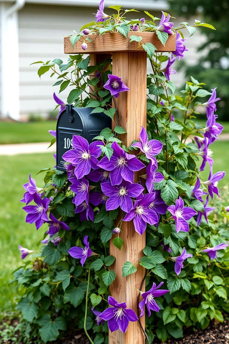 Trellis with Climbing Vines - 24 Mailbox Landscaping Ideas