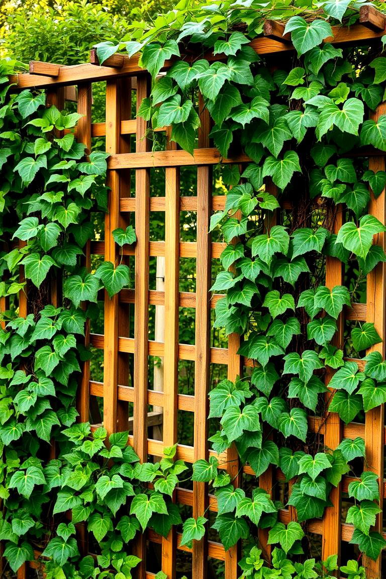 Trellis with Climbing Vines - 24 Cheap Privacy Fence Ideas