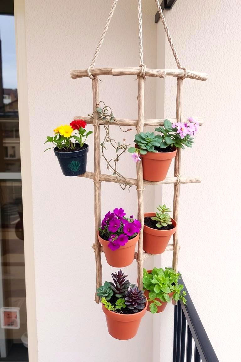 Trellis with Hanging Planters - 24 Balcony Trellis Ideas