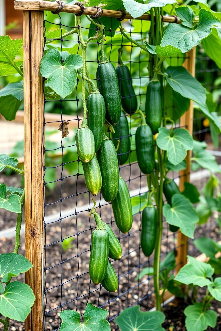 Trellis with Netting for Cucumbers - 24 Cucumber Trellis Ideas