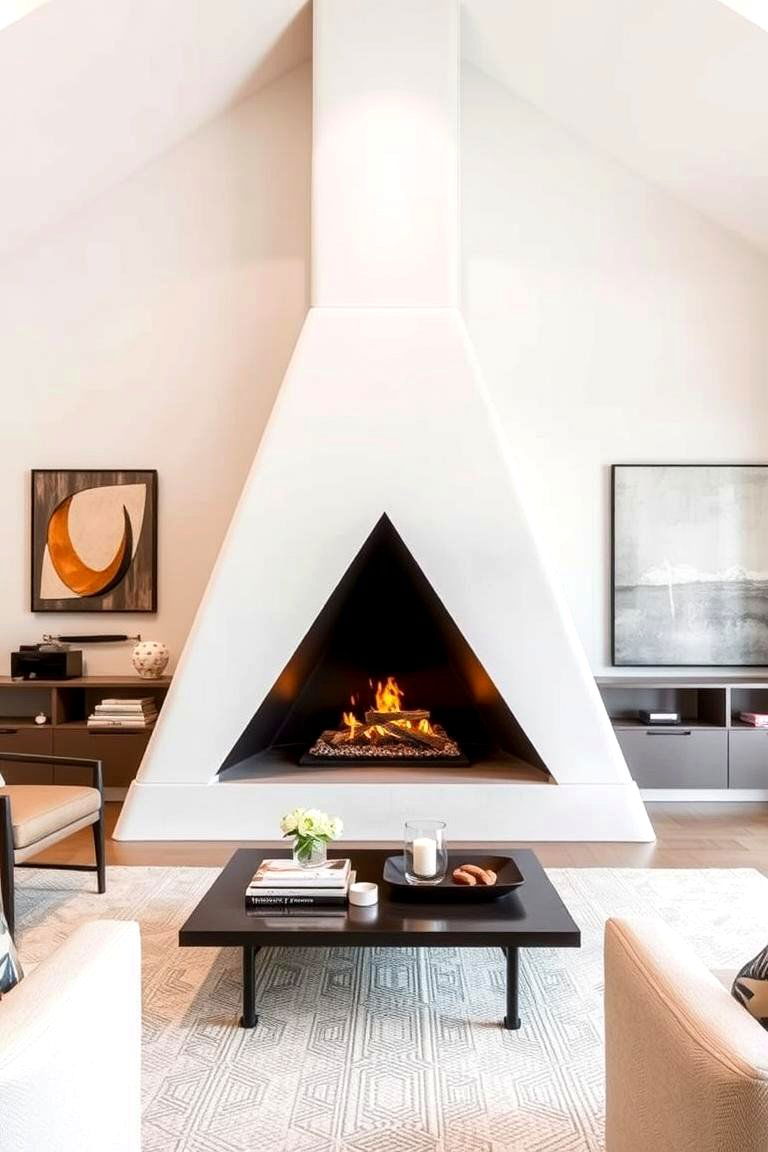 Triangular Fireplace Design - 24 3 Sided Fireplace Ideas