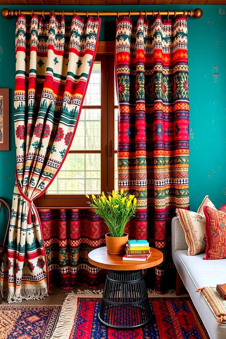 Tribal Influence Boho Cultural Tapestry - 24 Boho Curtain Ideas