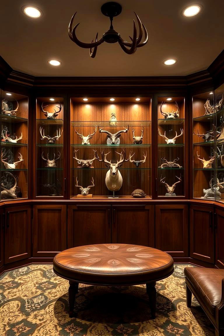 Trophy Display Showcase - 24 Hunting Room Ideas