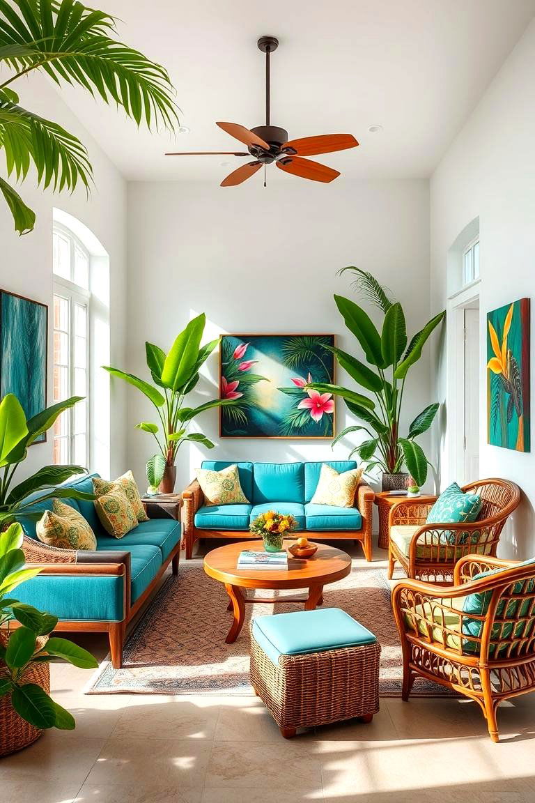 Tropical Breeze - 24 Teal Couch Living Room Ideas