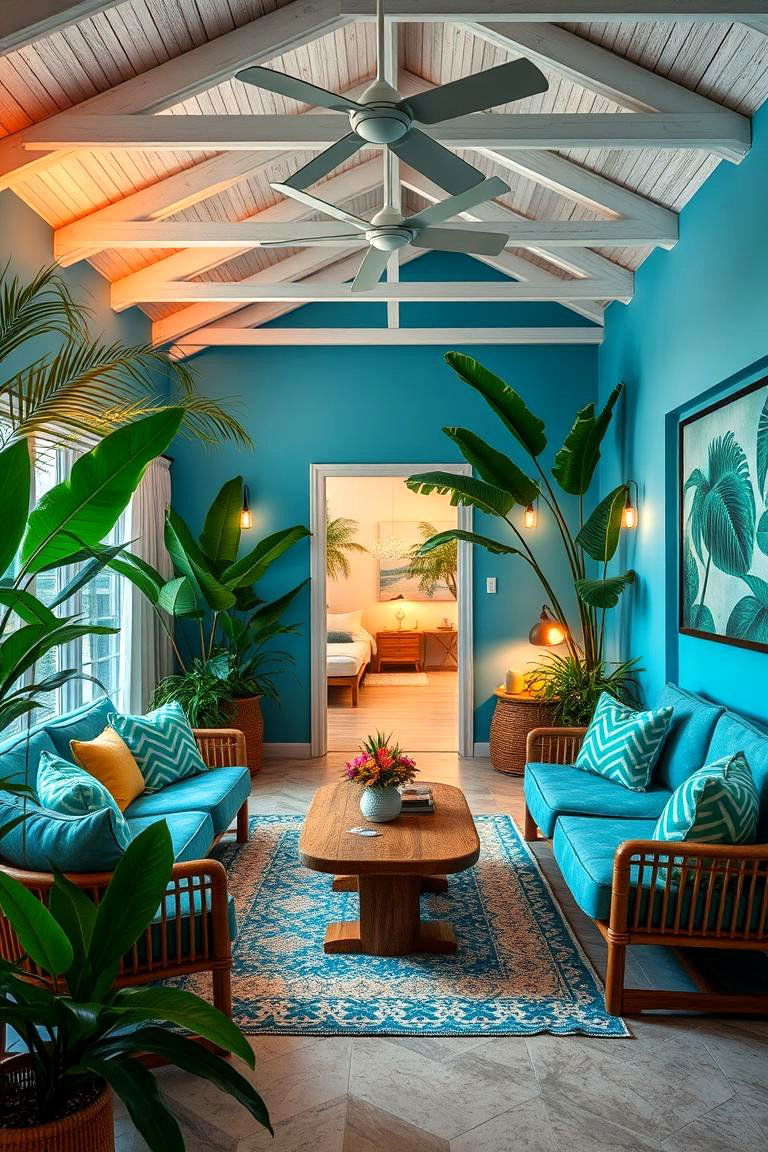 Tropical Cool Hideaway - 24 blue and green bedroom ideas